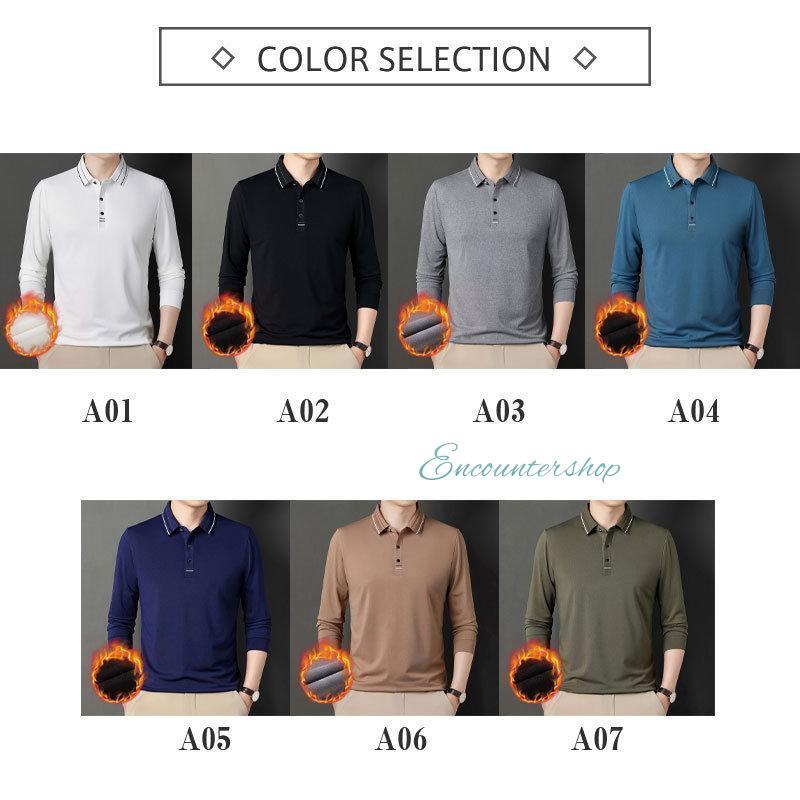 ポロシャツ メンズ 長袖 ゴルフウェア 厚手 裏ボア 裏起毛 シンプル T