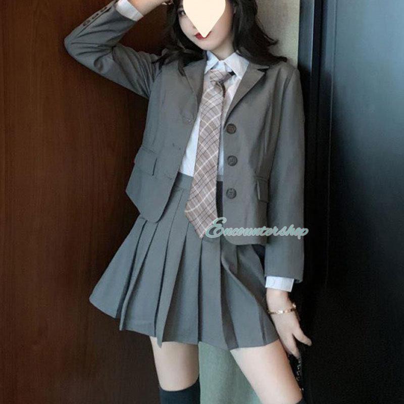 4点セット制服 女子 ブレザー スカート シャツ ネクタイ ズフォーマル 卒業式 高校生 入学式 スーツ 韓国 大きいサイ スクール 発表会 学生｜encountershop｜02