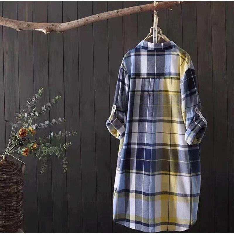 ロングシャツ シャツ レディース ロング 長袖 ブラウス チェック シャツワンピース 春夏 春服 夏服 きれいめ チュニック トップス 羽織 | ブランド登録なし | 09