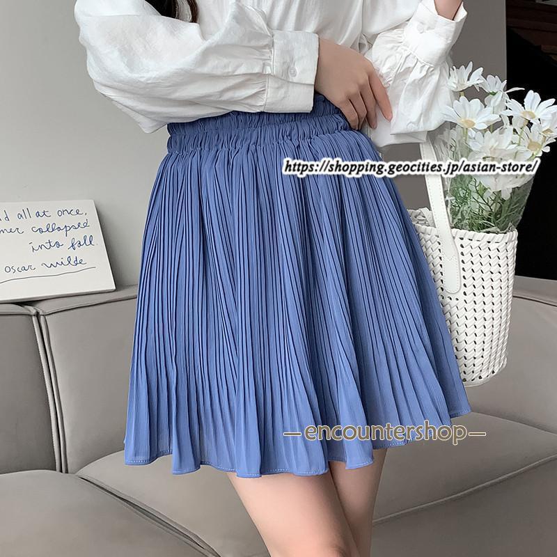 プリーツスカート aラインスカート ミニスカート 膝上丈 シフォン