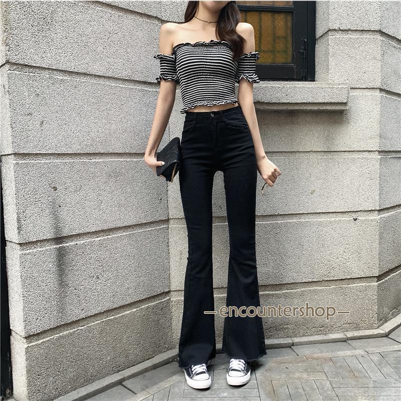 ブーツカット デニムパンツ レディース フレア ロング丈 カット ブーツカット デニムパンツ レディース フレア ロング丈 カット