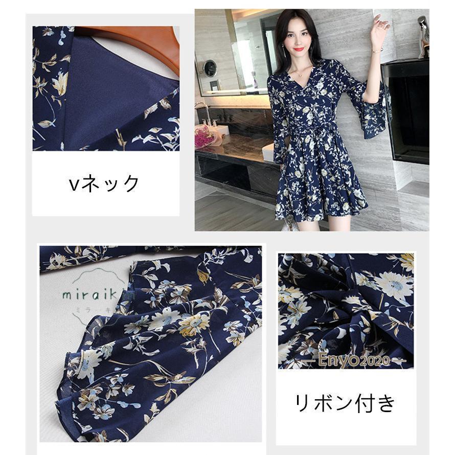 シフォンワンピース 膝上丈 チュニック 花柄ワンピース フレア a シフォンワンピース 膝上丈 チュニック 花柄ワンピース フレア a