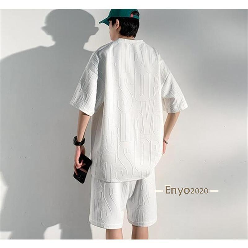 セットアップ メンズ 上下セット 夏 ゆったり 半袖tシャツ ハーフ