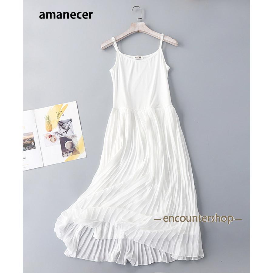 ワンピース ロング丈 シフォンワンピース ペチコート プリーツ