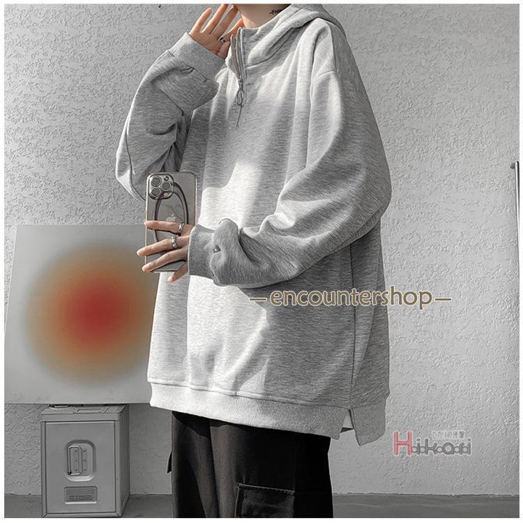 ハーフジップ パーカー メンズ 長袖 ハイネック プルオーバー