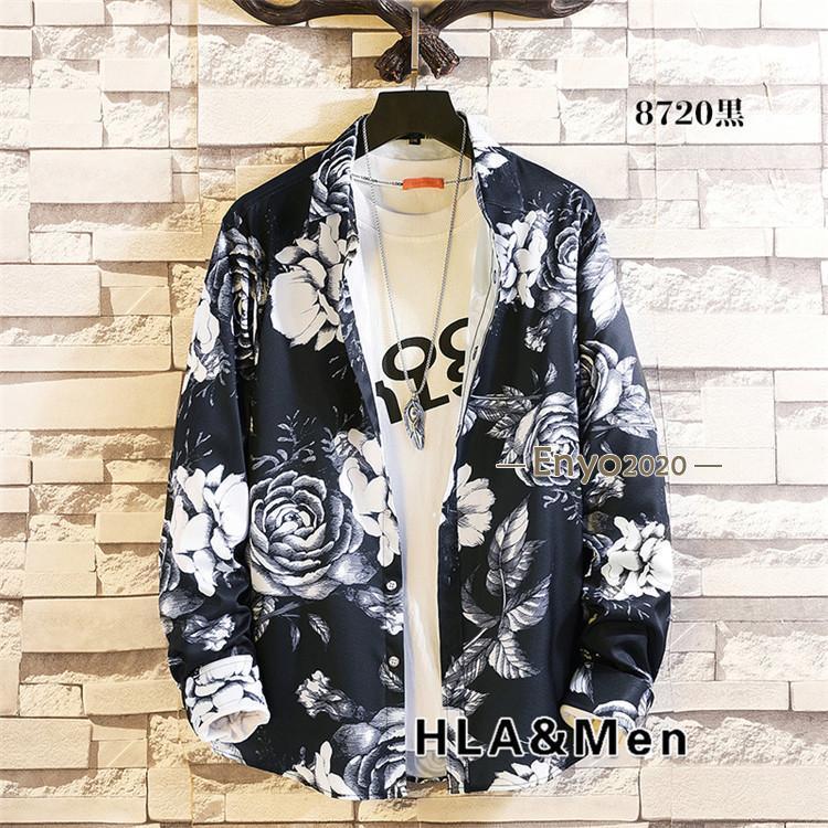 花柄シャツ メンズ 40代 50代 カジュアルシャツ 長袖シャツ 総柄シャツ