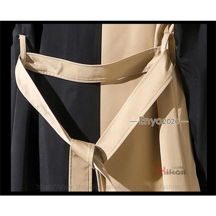 トレンチコート メンズ バイカラー チェスターコート ダブル