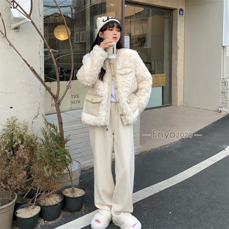 LINNANENベージュ 毛皮コート レディース j1f301.jpg