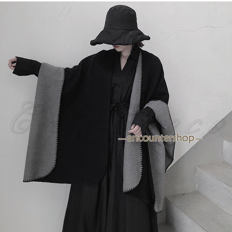 ショール レディース ポンチョ ストール 大判 バイカラー 羽織り 厚手