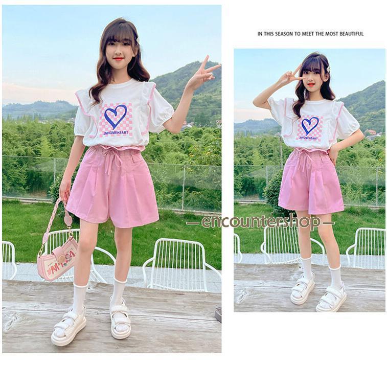 セットアップ 女の子 夏 キュロット ナチュラル キッズ ジーンズ 半