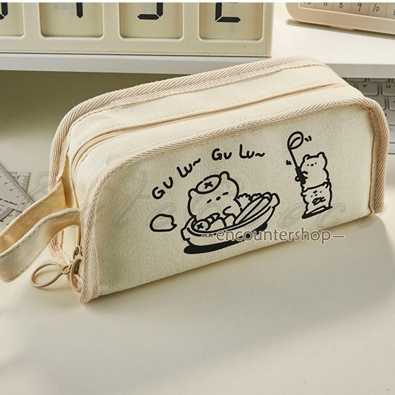 ★219★文房具柄〈白〉ペンケース☆ハンドメイド ペンケース 白 シンプル 大容量 多機能 可愛い 透明 布 オシャレ 筆記