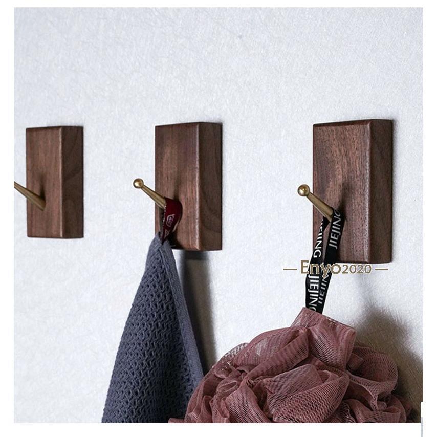 3個セット 壁掛けフック 北欧 ウォールフック 天然木 シングルフック