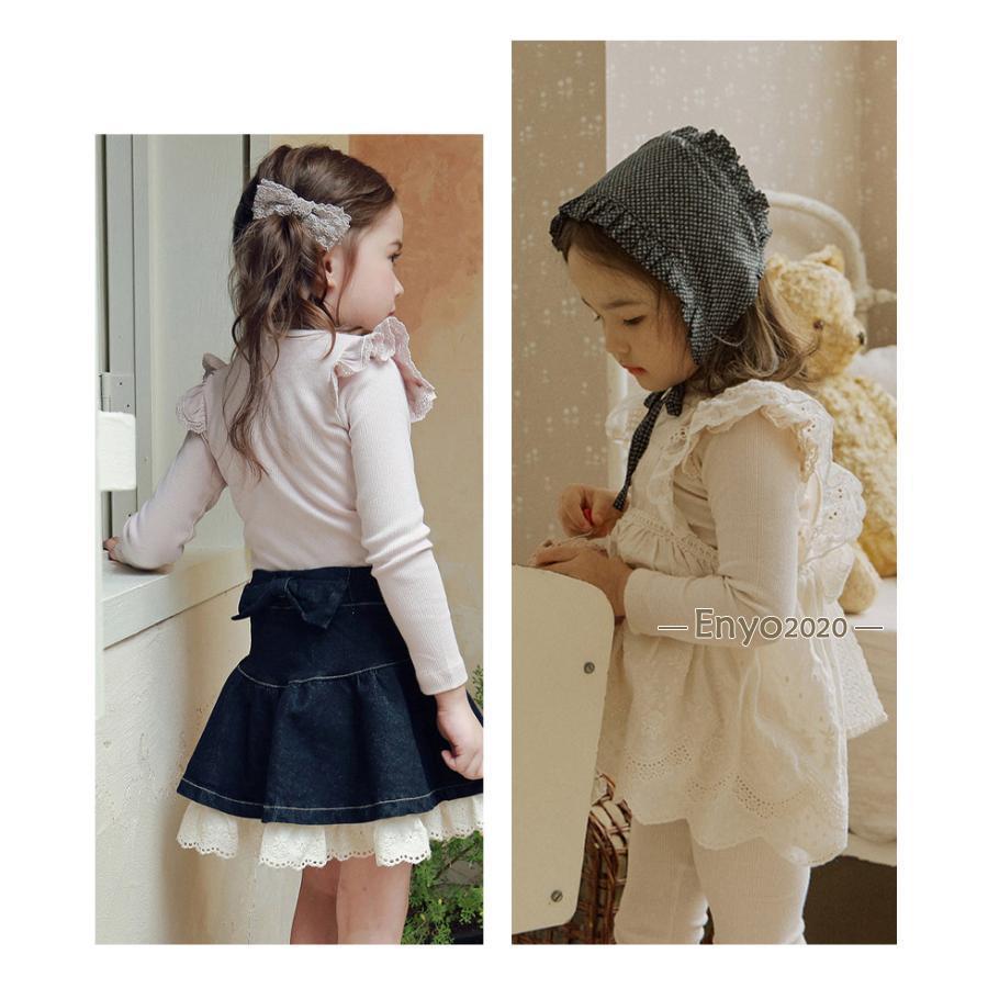 子供服 ガールズ 肩チュール 長袖 Tシャツ 100 110 120 130 140 150 