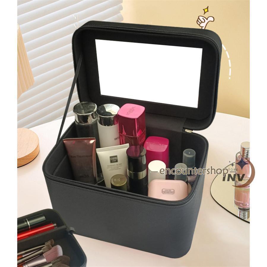メイクボックス コスメボックス 化粧ボックス 鏡付き 大容量 化粧ポーチ メイクポーチ メイクケース 持ち運び 化粧箱 防水 おしゃれ プレゼント ギフト | ブランド登録なし | 12