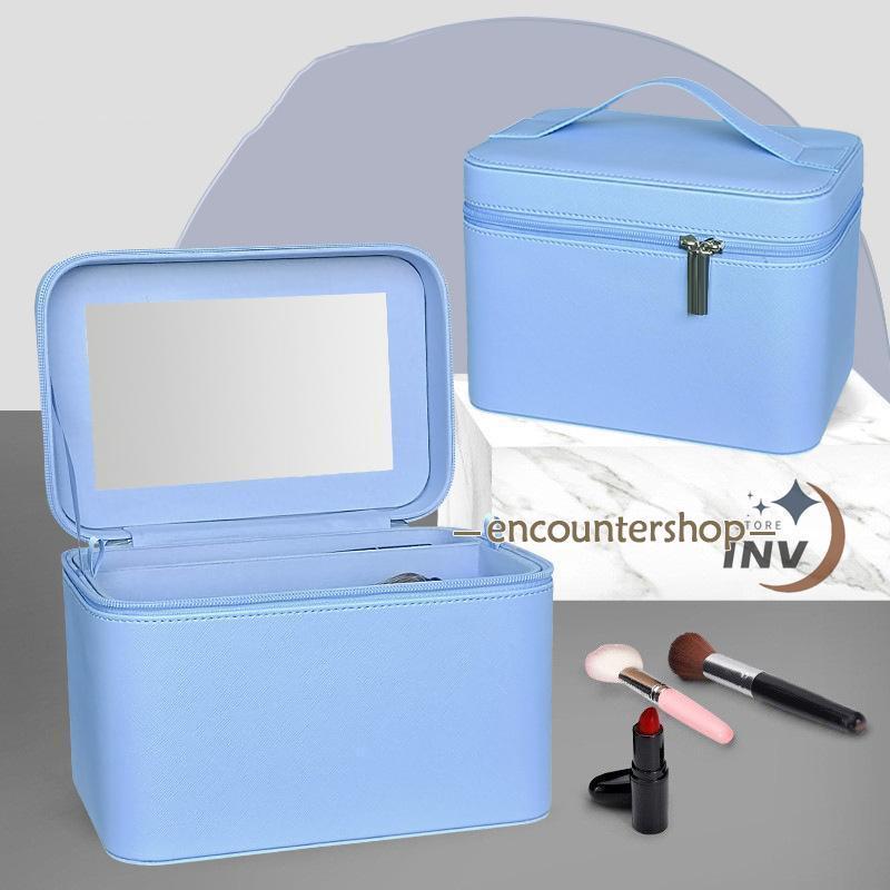 メイクボックス コスメボックス 化粧ボックス 鏡付き 大容量 化粧ポーチ メイクポーチ メイクケース 持ち運び 化粧箱 防水 おしゃれ プレゼント ギフト | ブランド登録なし | 03