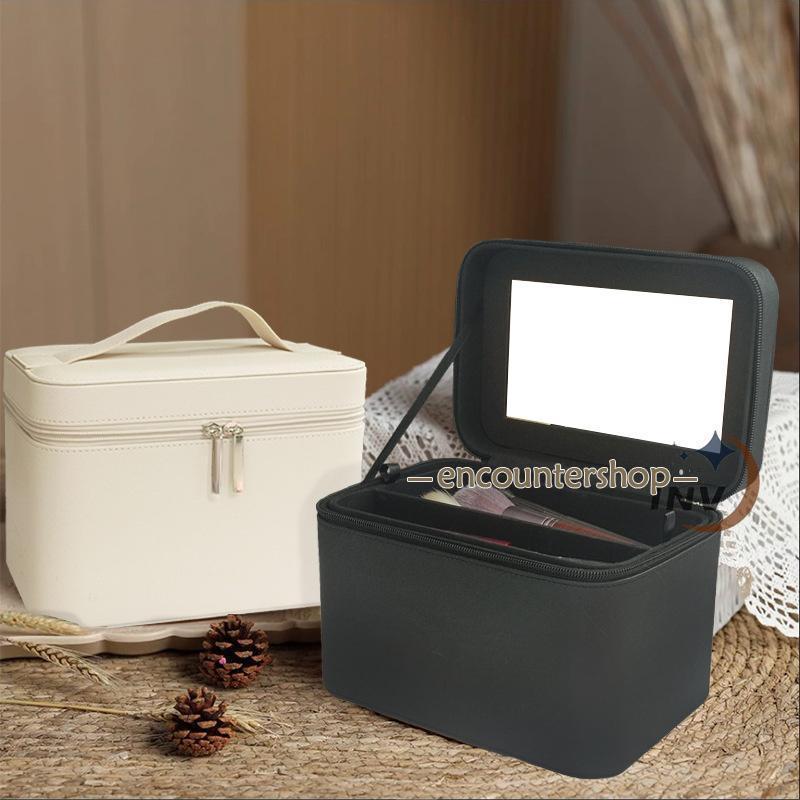 メイクボックス コスメボックス 化粧ボックス 鏡付き 大容量 化粧ポーチ メイクポーチ メイクケース 持ち運び 化粧箱 防水 おしゃれ プレゼント ギフト | ブランド登録なし | 07