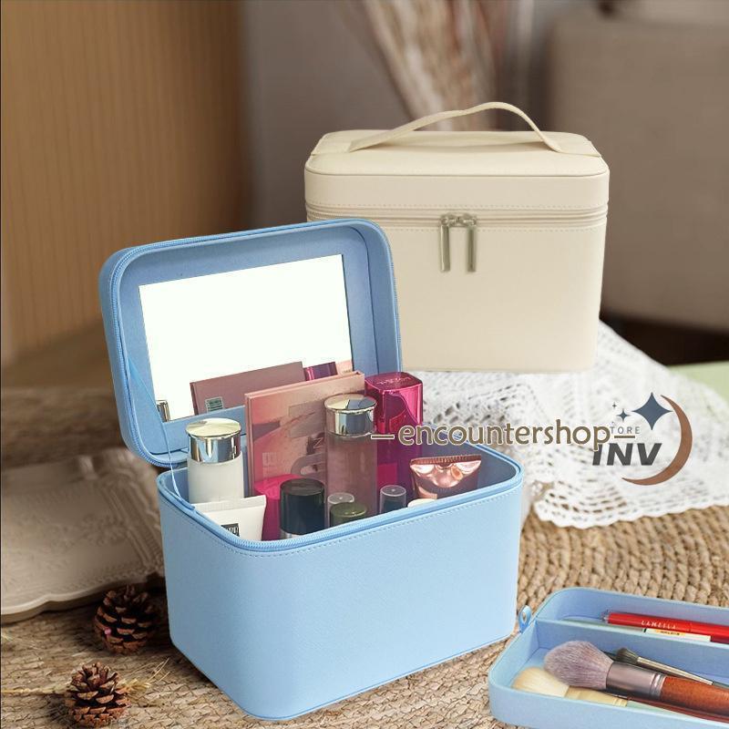 メイクボックス コスメボックス 化粧ボックス 鏡付き 大容量 化粧ポーチ メイクポーチ メイクケース 持ち運び 化粧箱 防水 おしゃれ プレゼント ギフト | ブランド登録なし | 08