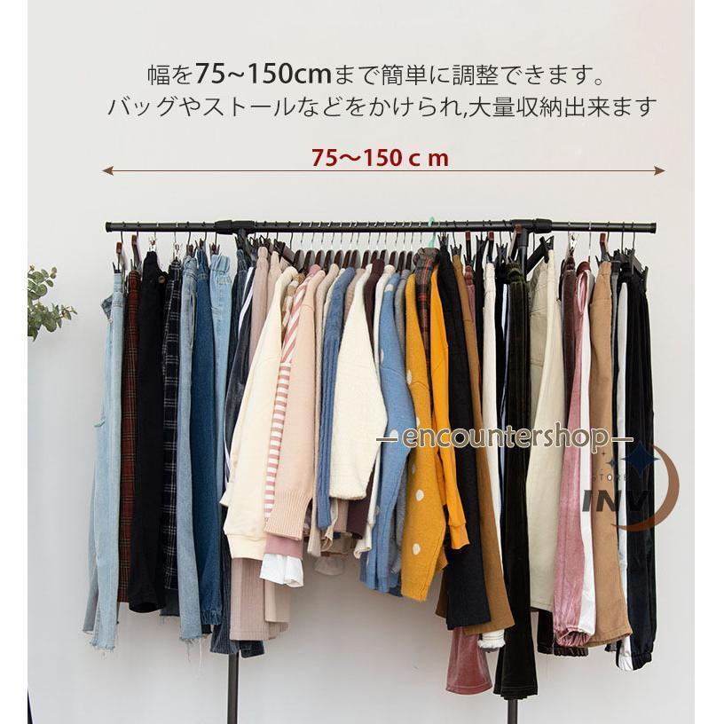 ハンガーラック 頑丈 スリム おしゃれ 耐荷重30kg シングル 横伸縮可能 キャスター付き 収納能力抜群 組立式 靴収納 組立簡単 移動便利 衣類収納 室内干し | ブランド登録なし | 02
