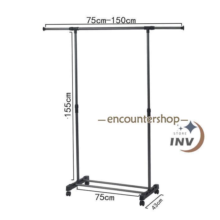 ハンガーラック 頑丈 スリム おしゃれ 耐荷重30kg シングル 横伸縮可能 キャスター付き 収納能力抜群 組立式 靴収納 組立簡単 移動便利 衣類収納 室内干し | ブランド登録なし | 07