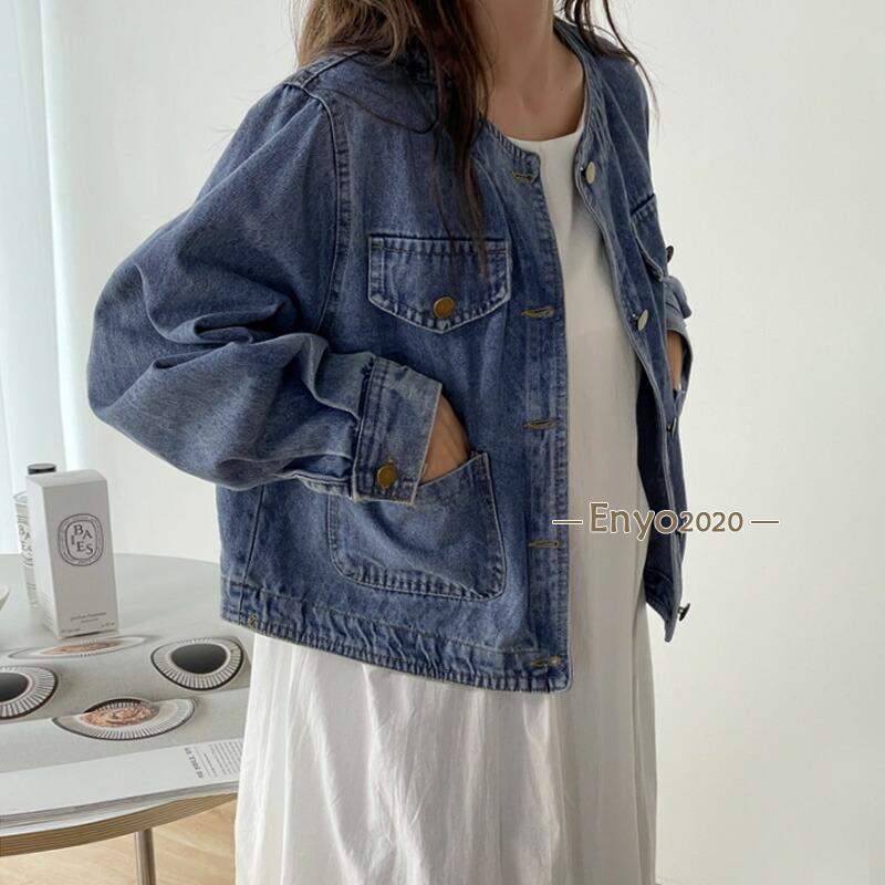 yuni デニムジャケット gジャン ノーカラー ブルゾン yuni デニムジャケット gジャン cotton denim ノーカラー