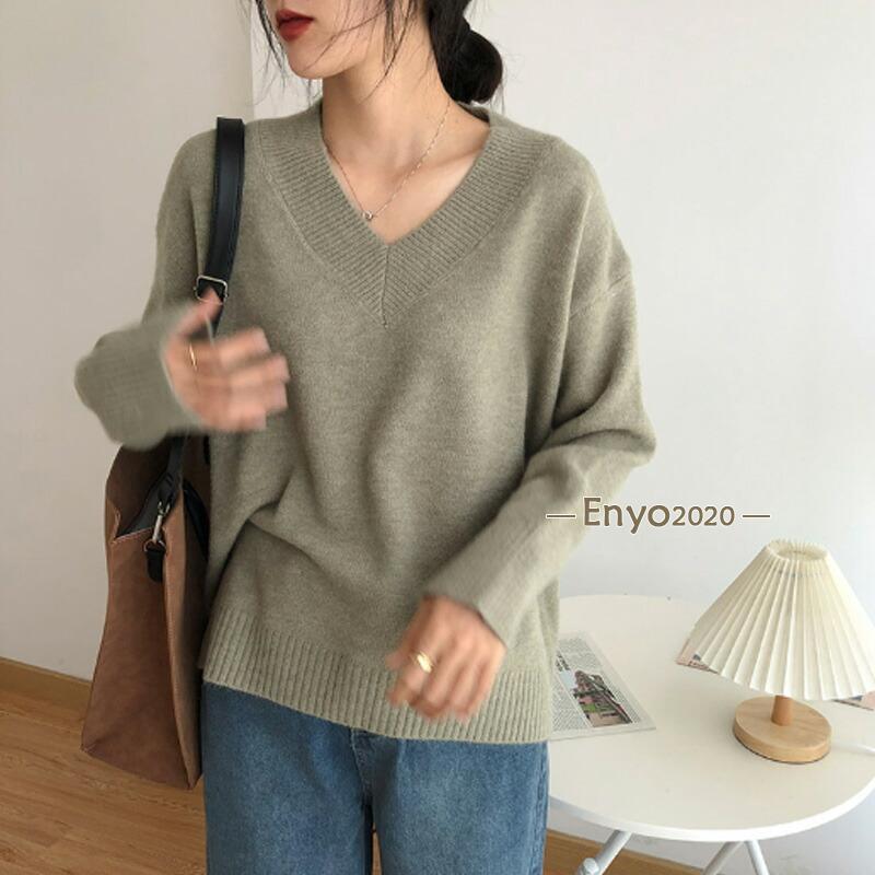 ニット Vネック セーター トップス レディース 長袖 秋冬 ニット Vネック セーター トップス レディース 長袖 秋冬