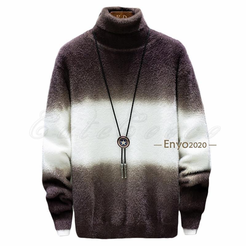 ニットセーター メンズ ハイネック グラデーション 起毛素材 トップス