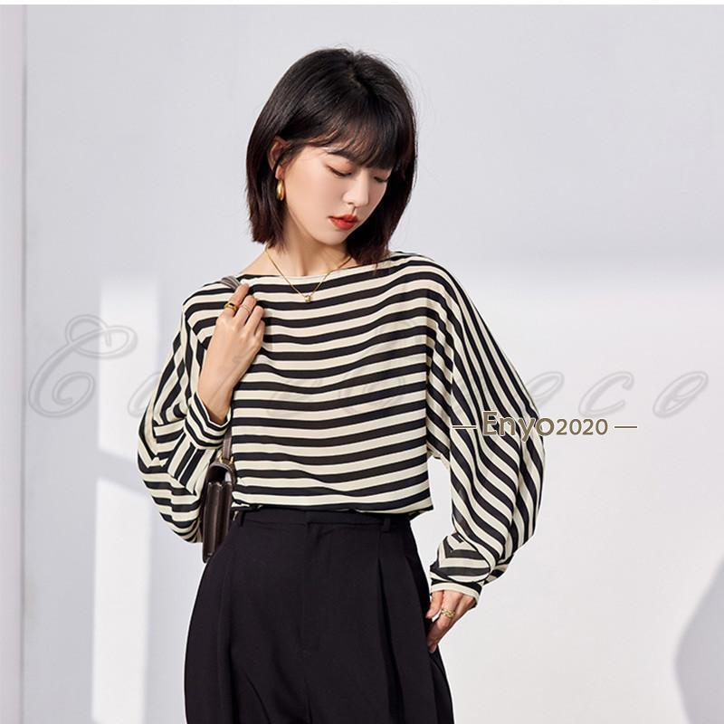 レディース ボーダー シフォントップス 青 春服 夏服 おしゃれ かわいい KOEISTORE（コウエイストア） ニットトップス レディース 春 夏 春夏