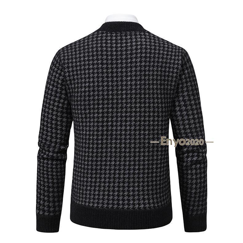 ニット ニットジャケット セーター ポケット付き 千鳥柄 総柄 アウター