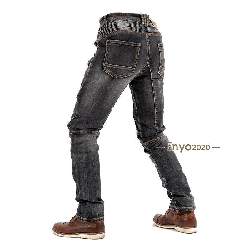 膝パッド装備 バイクパンツ 耐磨 デニムシャツパンツ 保護 アウトドア ストレッチ メンズ ユーズド加工 バイクウェア バイク用 ライダーパンツ春 夏 秋服 冬服_6