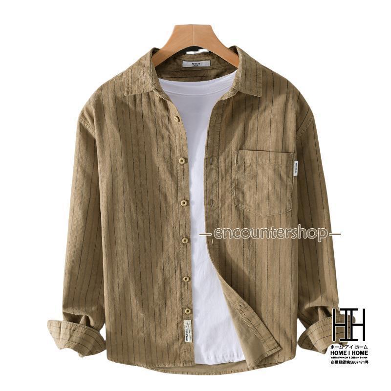 デザイン古着 ストライプコーデュロイシャツ 27 オリジナルコーデュロイストライプシャツ【Made in Japan