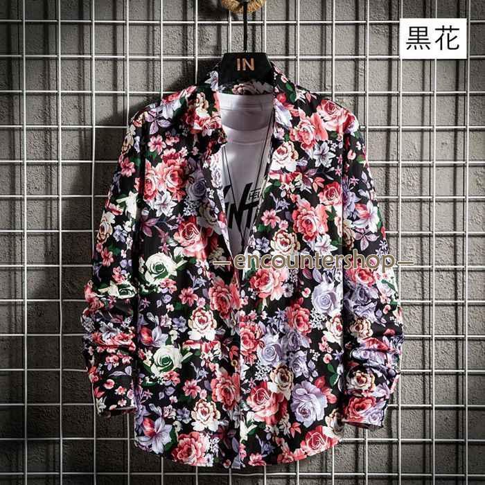 アロハシャツ メンズ 長袖 シャツ 花柄シャツ 開襟 長袖シャツ
