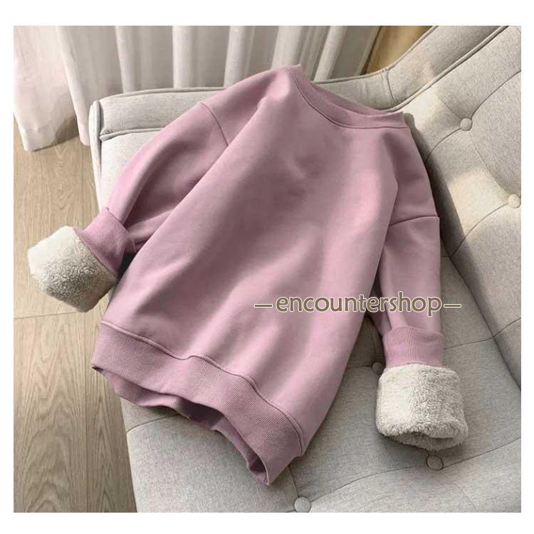 9色 S-4XL 裏起毛 スウェット 裏ボア トレーナー レディース