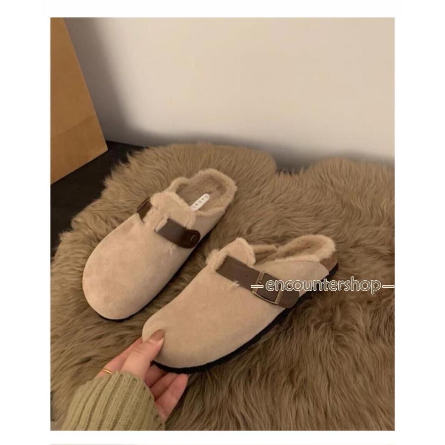 サボサンダル ボア付き シューズ ファー 冬用 防寒 あったか サンダル