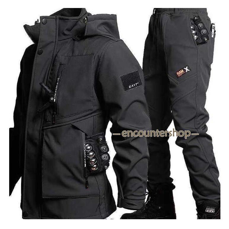 撥水 マウンテンパーカー 上下セット メンズ 厚手 裏起毛 防寒 防風