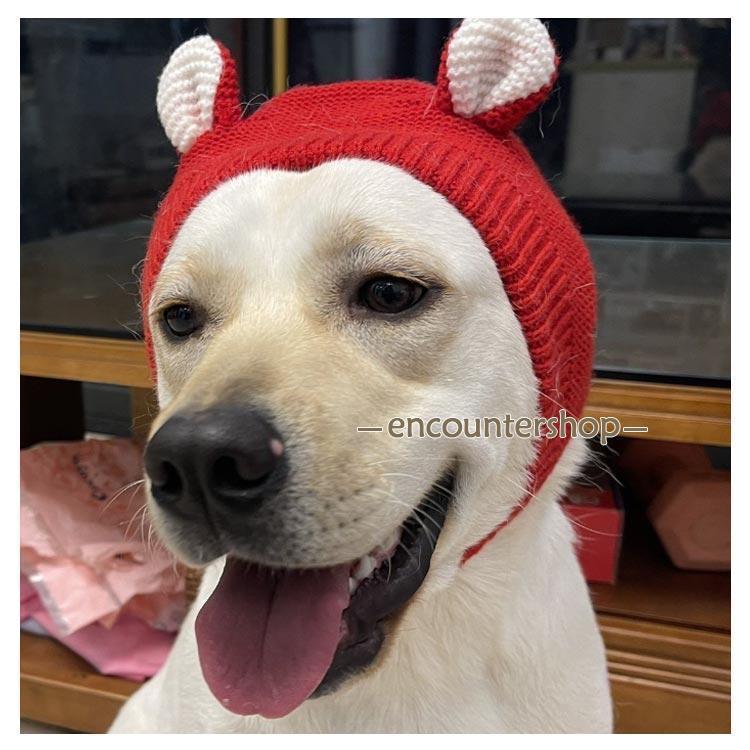 犬 ニット帽 犬用 帽子 可愛い 耳付き ニットキャップ いぬ 猫 被り物