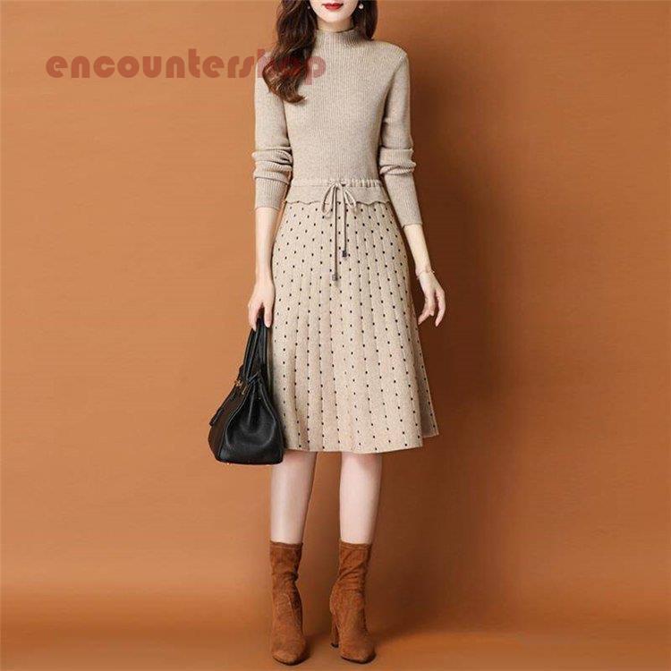 ニットワンピース レディース 30代 40代 50代 秋冬 膝丈 セーター