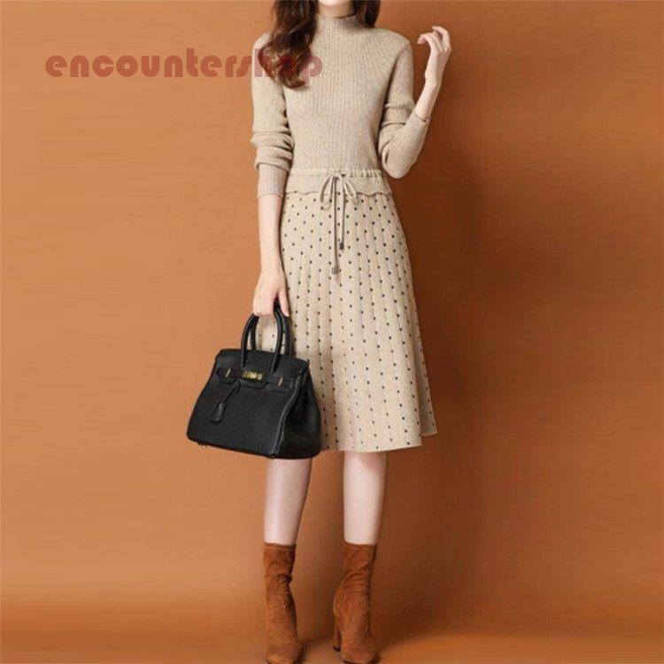 ニットワンピース レディース 30代 40代 50代 秋冬 膝丈 セーター