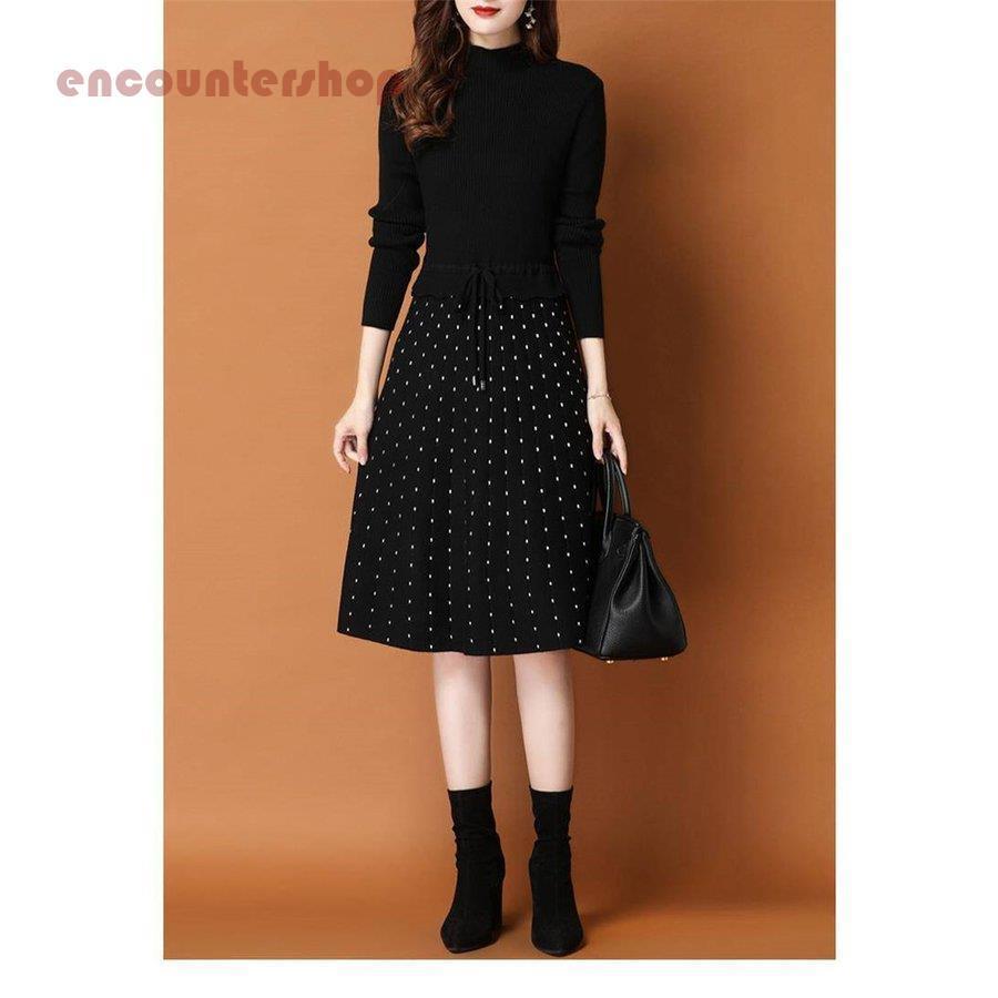 ニットワンピース レディース 30代 40代 50代 秋冬 膝丈 セーター