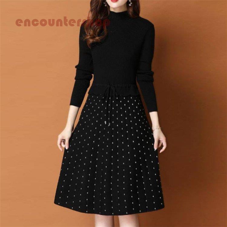 ニットワンピース レディース 30代 40代 50代 秋冬 膝丈 セーター