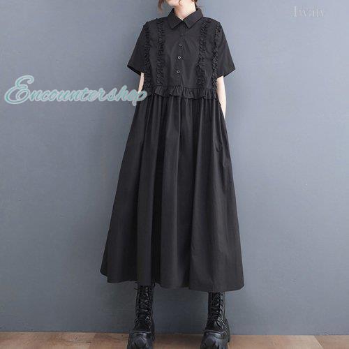 集中アイテム無地ギャザー飾り切り替えポケット付きAライン