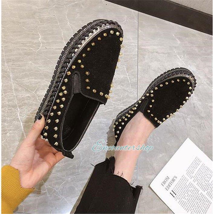 人気ブランド新作豊富 スリッポン 痛くない 可愛いスリッポン レディース レディース クラシックシューズ リベット飾り 厚底 歩きやすい 疲れない 柔らかい ぺたんこ スニーカー 内長 23 5cm Www Fattoriabacio Com