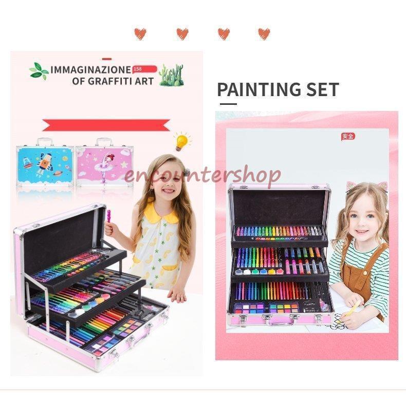 お絵かきセット 色鉛筆 158ピース 絵の具セット 水性/油性色鉛筆
