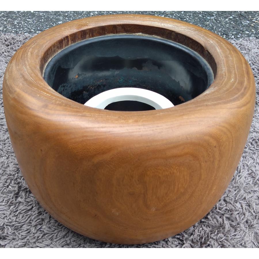 屋久杉をくり抜いたテーブル 丸火鉢 火鉢 丸太くり抜き φ340mm(34cm)×高さ