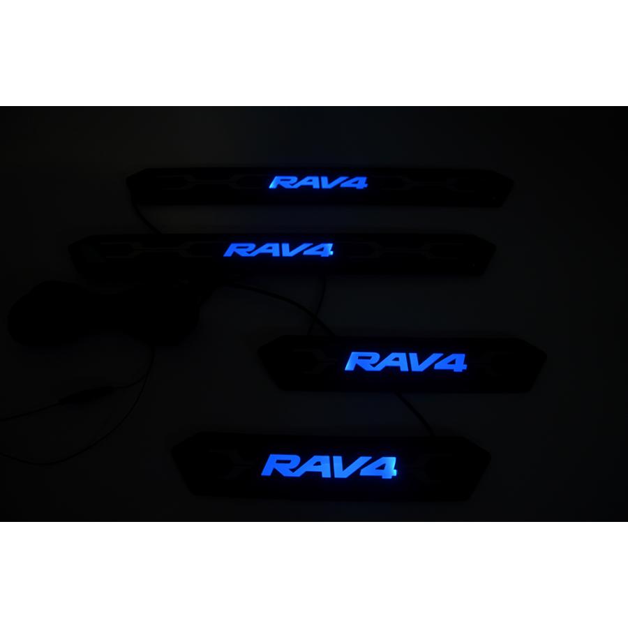 TOYOTA 新型 RAV4 50系 白/青LED スカッフプレート サイドステップ アクセサリー カスタムパーツ 内装 ハイブリッド 12V 4枚set｜endlessjapan-store｜10