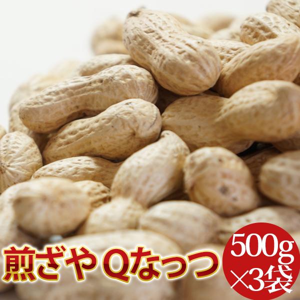 2023年度産 新豆 千葉県産落花生 煎ざや Ｑなっつ 1.5kg(500g×3袋)｜endo-peanuts