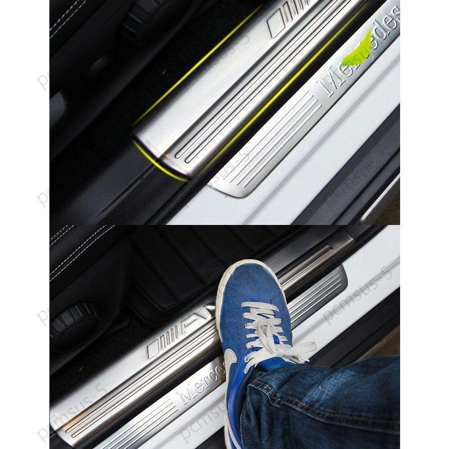 BENZ AMG メルセデス ベンツ GLAクラス GLA180 GLA250 傷予防 ガード ロゴ付き/ステンレス製 アクセサリー スカッフプレート ステップガーニッシュ 専用設計｜endoshouten｜02