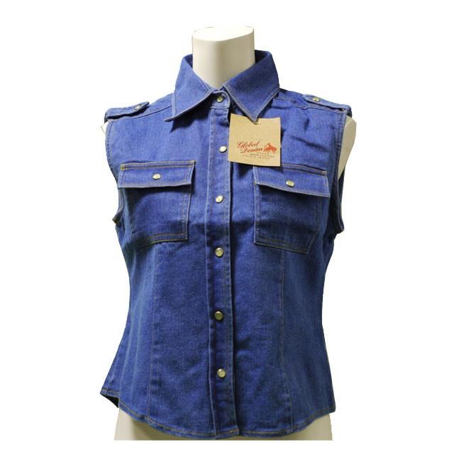 デニムベスト　レディース　ジーンズ　カジュアル　ノースリーブ　Mサイズ　アウター　ビンテージ風 | 