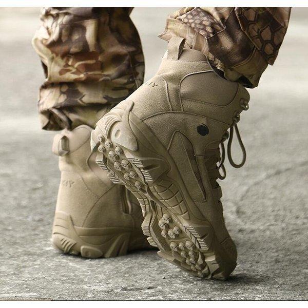 ミリタリーブーツ メンズ 革靴 戦闘靴 登山靴 サイドジッパー 大きいサイズあり ハイカット ナイロン 耐久防水 アウトドア |  | 03