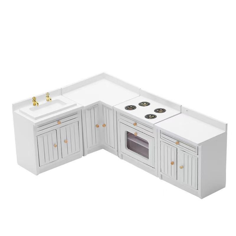ドールハウス ミニチュア 家具 木製キッチンエッセンシャルズ4点セット