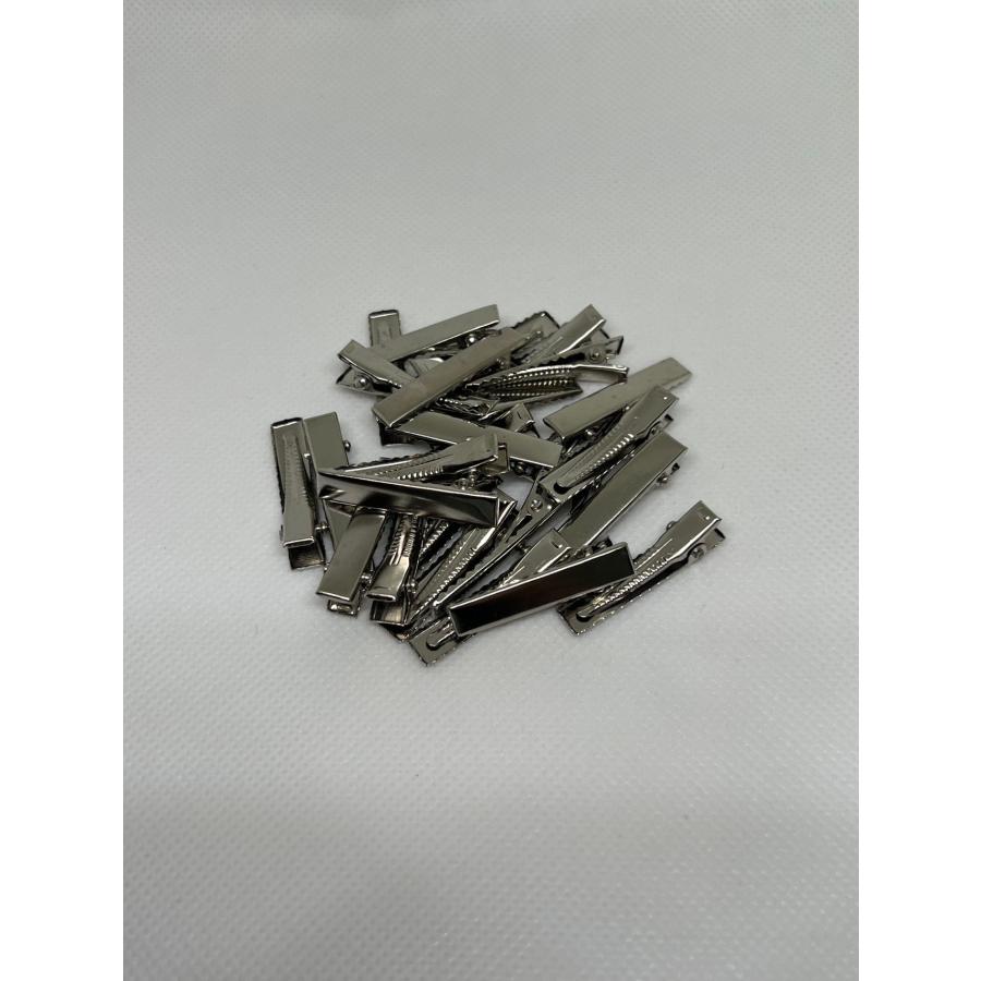 ワニ口ヘアクリップ シルバー 3.2 x 0.6cm 20個セット パーツ 金具